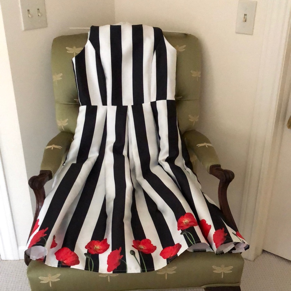 Chicwish Black and White Ruffled with poppy hem dress